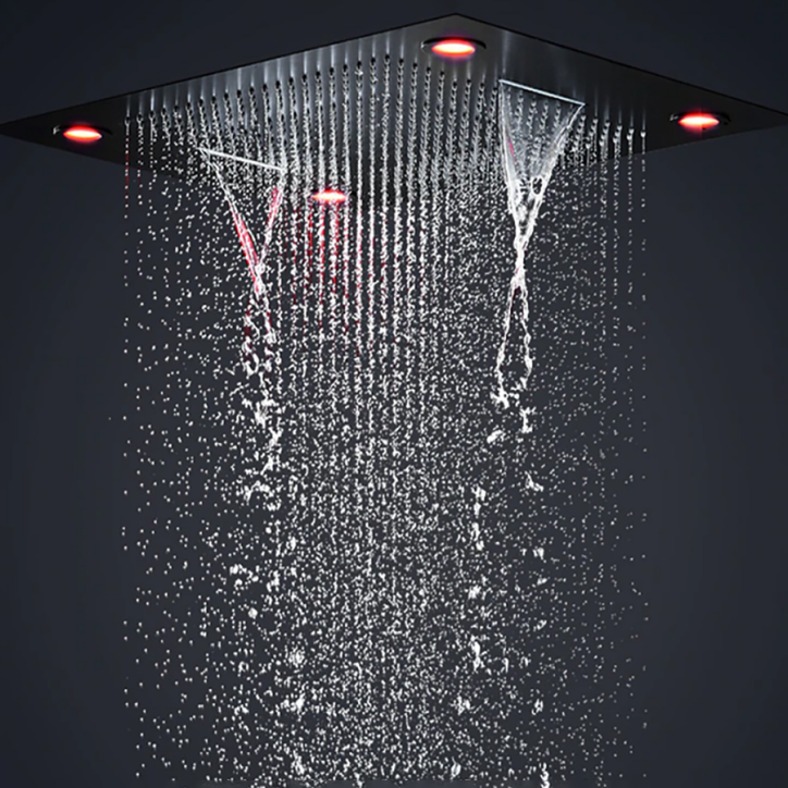 Ciel de pluie led massant thermostatique noir, Sydney