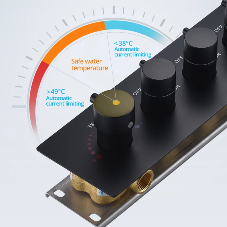 Ciel de pluie led thermostatique hydro noir, Lisboa