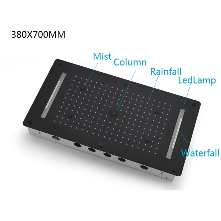 Ciel de pluie led thermostatique hydro noir, Lisboa