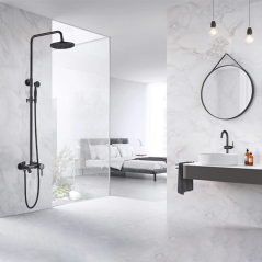 Colonne de Douche Noire : Design Moderne, Bec de Bain & Hauteur Ajustable