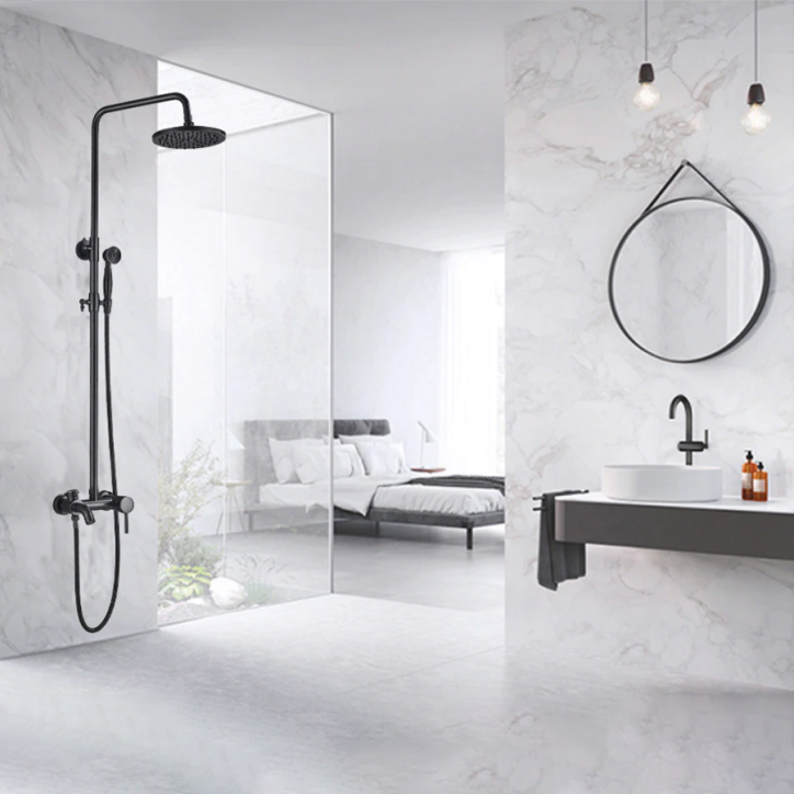 Colonne bain douche noire Ø25cm, Karat