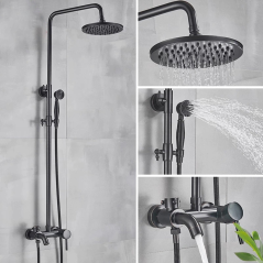 Colonne de Douche Noire : Design Moderne, Bec de Bain & Hauteur Ajustable