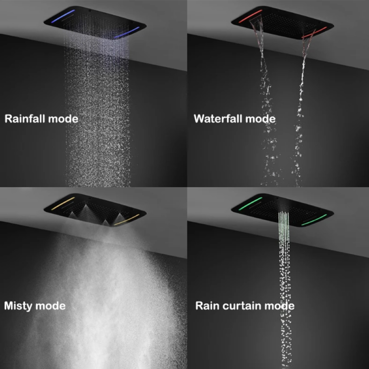 Ciel de pluie led thermostatique massant noire, Bruxelles