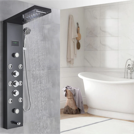 Panneau de Douche LED Glame : Design Noir, Relaxation et Haute Technologie
