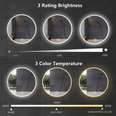 Miroir LED Moderne - Antibuée, Éclairage Dimmable, Élégance et Technologie