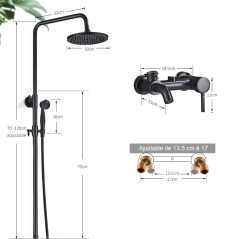 Colonne de Douche Noire : Design Moderne, Bec de Bain & Hauteur Ajustable