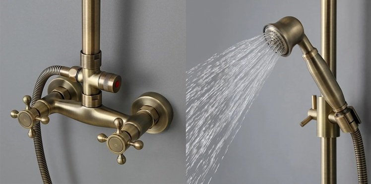 Colonne bain-douche Plétor en bronze antique